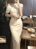 Kukombo Midi Dress Women Elegant Summer Folds Fashion Evening Party Lady Vestido Vintage Spring Bodycon Design Dresses Female Clothes