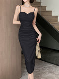 Kukombo Spaghetti Strap Bodycon Slim White Black Dress Women Summer  Fashion Elegant Solid Evening Club Vestidos Female Clothings