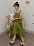 Kukombo 2022 Fashion Elegant Green Dresses New Summer Sling Sweet Dress Sexy Backless Bow Tie Lace Up Clothe Women Vestiods