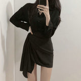 Kukombo  High-end Skirt Women Summer 2022 New Solid Irregular Skirt Small Body Hip Skirt High Waist Hot Girl Short Above Knee Mini Skirt
