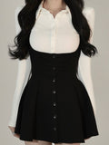 Kukombo Elegant Sexy Party Dress Women Vintage Designer Chic Mini Dress Casual Korean Fashion High Waist Strap Dress Summer 2022 New