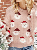 Thanksgiving Gift Autumn Winter Sweater Women's Pullover Sweater Christmas Round Neck Christmas Dress Old Man Head Print Sweater Knitted Jumper