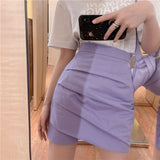 Kukombo  Fashion Ladies Skirt Spring Autumn Solid Color Womens Mini Skirt Sexy Clubwear High Waist Pencil Cross Skirt For Women Size S-XL