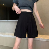 Kukombo Shorts Women 4 Colors  Loose Trendy Ulzzang Leisure Solid Preppy Clothing Korean Style Elegant All-Match Female Chic Ins Bottom