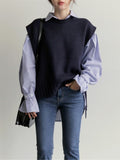Kukombo New Loose Sleeveless Sweater Spring Autumn Women Vest Sweaters Knitting Vest Joker Knitted Vest Wool Oversize Girls Pullover