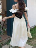 Kukombo Fashion New Women Spaghetti Strap Elegant Casual Midi Dress Sleeveless Vintage A-Line Summer Robe Chic Party Female Vestidos