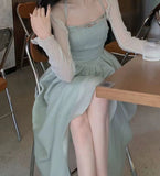 Kukombo French Fairy Vintage Dress Sweet Sleeveless Elegant Corset Dress Korean Beach Even Party Summer Dress For Women Chic