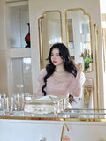 Kukombo Elegant Evening Party Midi Dress Women Bubble Sleeve French Vintage Sweet Dress Female Pink Korean Style Fairy Dress Autumn