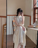 Kukombo 2022 Summer Elegant Vintage Dress Women White Design Party Slim One Piece Dress Koraen Casual Fairy White Beach Sleeveless Dress