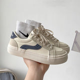 Kukombo Graduation Gift Big Sale  Japanese White Platform Flat Women's Sneakers Spring 2022 New Sports Canvas Vulcanize Casual Shoes Korean Tennis Running
