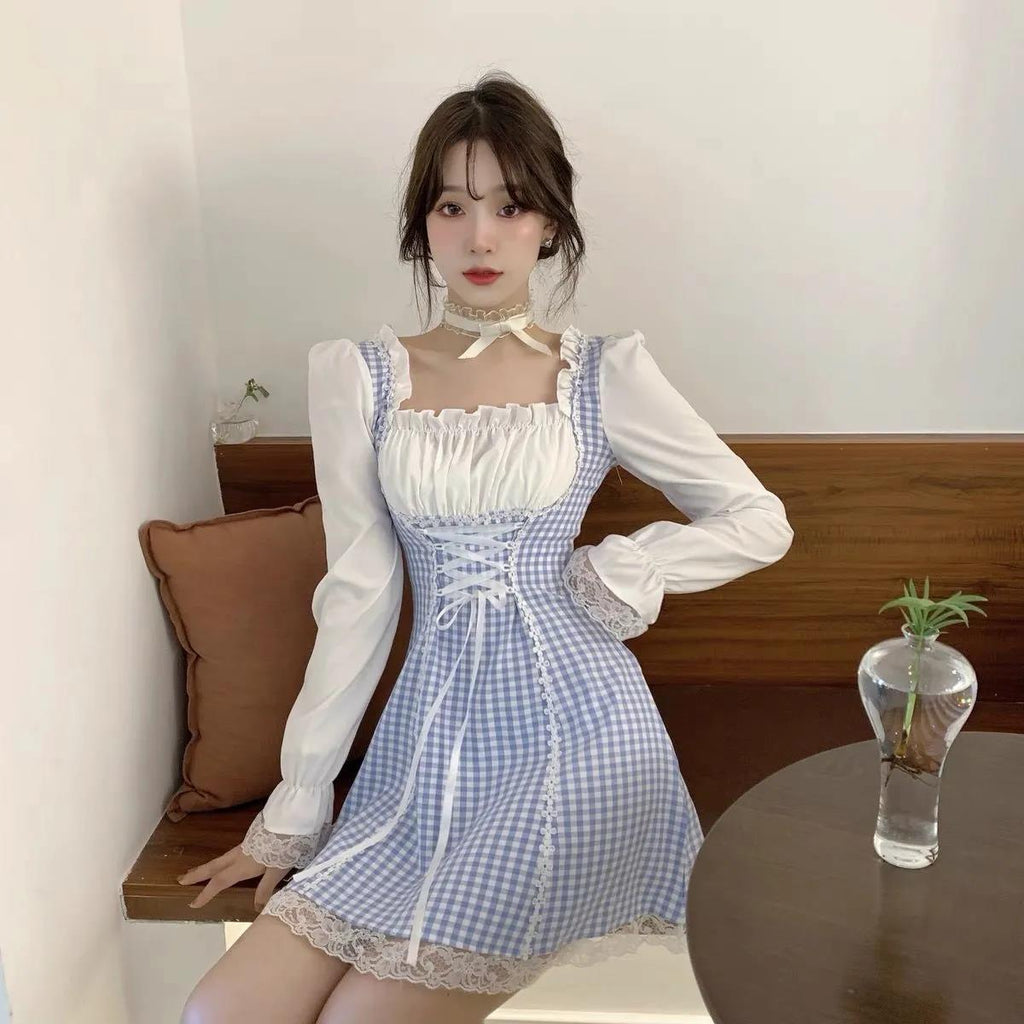 Kukombo Sweetown Lace Fairy Dress Women Summer Bow Tie Bandage Dresses