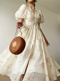 Kukombo Midi Dress Women Summer 2023 New Fashion Elegant Casual Slim Vestidos Evening Party Korean Print Dresses Female Vintage Clothes