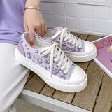 kukombo Graduation Gift Big Sale  Casual Canvas Platform Sneakers Women's 2022 Autumn New Pink Blue Korean Flat White Sports Shoes Vulcanize Kawaii Leopard