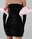 Kukombo Long Puff Sleeve Off Shoulder Autumn Winter Elegant Evening Party White Black Mini Dress Women Kawaii Dresses