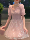 Kukombo Summer Glitter bow Sweet Dress Women Off Shoulder Solid Fairy Dress Female Korean Fashion Designer bandage party Dress New