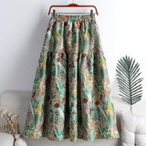 Kukombo Back to school outfit Skirts Women 2023 Spring Autumn Korean Chic Elegant New High-Waist Stitching Gorgeous Embroidery Midi A-Line Skirts