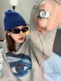 Kukombo Streetwear Printed Hoodie Women Punk Harajuku Hippie Grey Crewneck Sweatshirts Vintage  Pullover Female Tops