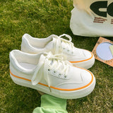 Graduation Gift Big Sale  Platform Canvas Vulcanize Shoes Women's Sneakers 2023 New Korean White Sports Flat Casual Tennis Running Kawaii Harajuku