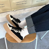 Kukombo Graduation Gift Big Sale  Women Sneakers Black Brown Canvas Platform Korean 2022 New Spring Design Sports Flat Casual Shoes Fashion Athletic Rubber