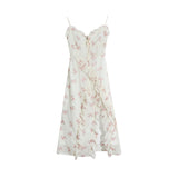 Kukombo Summer Floral Sleeveless Midi Dress Elegant Sexy French Vintage Strap Dress Woman Party One Piece Dress Korean Fashion