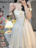 Kukombo Summer Sexy Strapless Fairy Dress Women Backless Elegant Sweet Lolita Dress Female 2022 New High Waist Korean Party Casual Dress