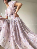 Kukombo Midi Dress Women Summer 2023 New Fashion Elegant Slim Vestidos Evening Party Female Korean Printed Dresses Vintage Clothes