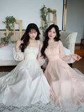 Kukombo Summer Pink Chiffon Vintage Fairy Dress Women Korean Style Elegant Party Midi Dress Female Court Retro Flare Sleeve Dresses