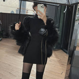 Graduation Gift Big Sale 2023 Knitted Bodycon Dress Sexy Puff Sleeve Sweater Mini Dress Women Evening Party One Piece Dress Korean Spring Clothing Chic