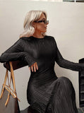 Kukombo Zjkrl Women Fashion Long Sleeve Streetwear Bodycon Orange Midi Dress Autumn Clothes Wholesale Items For Business