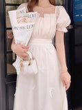 Kukombo Summer Elegant Women Casual Wedding Midi Dress Vintage A-Line Princess Party Vestidos Femme Fashion Prom Birthday Clothes Robe