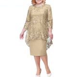 Kukombo Zjkrl Oversized Mother of The Bride Dresses Elegant Weddings Women Midi Dress Two Piece Evening Gown Robe Femme Embroidery Clothing