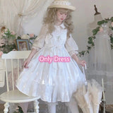 Kukombo Hstar Cute Women's Lolita OP Dress Flouncing Trim Japanese Harajuku Long Sleeves Victorian Dress Vestidos Gothic Lolita Cosplay