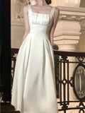 Kukombo Female Slim Clothes Summer New 2023 Korean Elegant Sleeveless Vestidos Mujer White Evening Wedding Party Midi Dress For Women