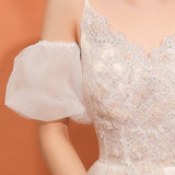 Kukombo Detachable Bridal Puff Sleeves Wedding Removable Short Sleeves White Handmade Elegant Wedding Bridal Arm Decorations