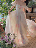Kukombo Beach Long Dress Women Elegant Korean Summer 2023 New Fashion Evening Ladies Vintage Printed Slim Dresses Female Holiday Clothes