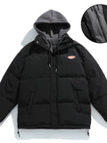 Kukombo Women Parker Winter 2023 New Down Cotton Jacket Women Loose Fake Two Bread Clothing Cotton Jacket Hooded Coat