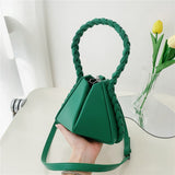 Kukombo Back to school Braided Handle Triangular Designer Mini Women Handbags Trends Summer Fashion Unique Ladies Shoulder Crossbody Bags