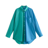 Kukombo Ladies Vintage Patchwork Oversized Loose Blouse Shirt Women Casual Shirt Tops Female Blusas Fall Shirt