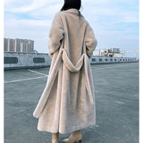 Kukombo 2023 Women 100% Wool Coats Long Plus Size Overcoat Winter Loose Cashmere Outerwear Thick And Warm H914