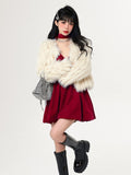 Kukombo Christmas Sexy Velvet Strap Dress Women Bow Red Vintage Sweet Party Dress Female Sleeveless Korean Fairy Mini Dress Winter