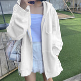 Cyber Monday Sales Korean Style Oversize Gray Hoodies Women Streetwear Loose Hooded Sweatshirt Female Casual Black Long Sleeve Tops Jacket