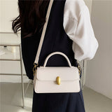 Kukombo Back to school Spring Short Handle Small Tote Women Handbags Brand Designer Solid Color Lock Flap Ladies Shoulder Crossbody Bags