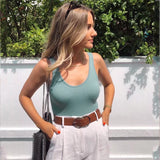 Kukombo Graduation Gift Big Sale Sexy Sleeveless Bodysuits Overalls Women Summer Tank Green Strap Basic One Piece Bodysuit Spring Casual Skinny Bodysuit