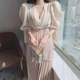 Kukombo  New Girl Japan Style Asymmetrical Lace-up Solid Casual Sweet Natural Factors Waist Pleated Midi Ankle-Length Skirt Women's XL
