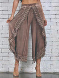 Kukombo New Spring And Summer Fashion Temperament Women's Pants Lace Irregular Trousers Loose Casual Harem Pants Wide-Leg Pants Women