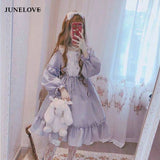 Kukombo Hstar Cute Women's Lolita OP Dress Flouncing Trim Japanese Harajuku Long Sleeves Victorian Dress Vestidos Gothic Lolita Cosplay