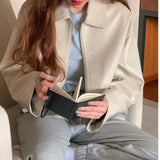 Thanksgiving Gift Women Jackets Spring Autumn Causal Windbreaker Womens PU Jacket Coats Zipper  Loose Jackets Famale Oversize Woman Parkas Crop