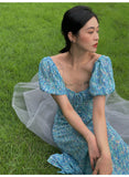 Kukombo Vintage Floral Midi Dress Women Casual Sexy Backless Korean Party Dresses Female Fashion Holiday Evening Beach Dress 2022 Summer