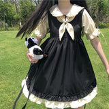 Kukombo Hstar Cute Women's Lolita OP Dress Flouncing Trim Japanese Harajuku Long Sleeves Victorian Dress Vestidos Gothic Lolita Cosplay