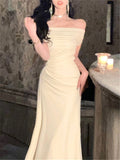 Kukombo Midi Dress Women Elegant Summer 2024 New Off Shoulder Collar Fashion Evening Vestidos Vintage Slim Clothes Female Korean Dresses